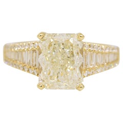 Bague de fiançailles en or 18 carats avec diamant naturel de 3,01 carats taille radiant certifié GIA
