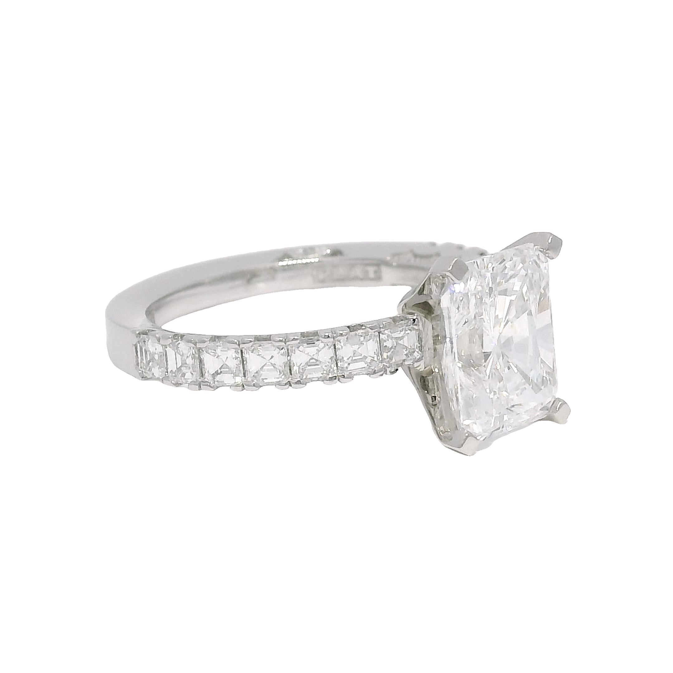 Radiant Cut GIA Natural 3.01 Carat Radiant-Cut Diamond Platinum Engagement Ring In Stock For Sale