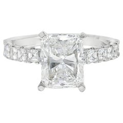 Bague de fiançailles en platine avec diamant naturel taille radiant de 3,01 carats certifié GIA