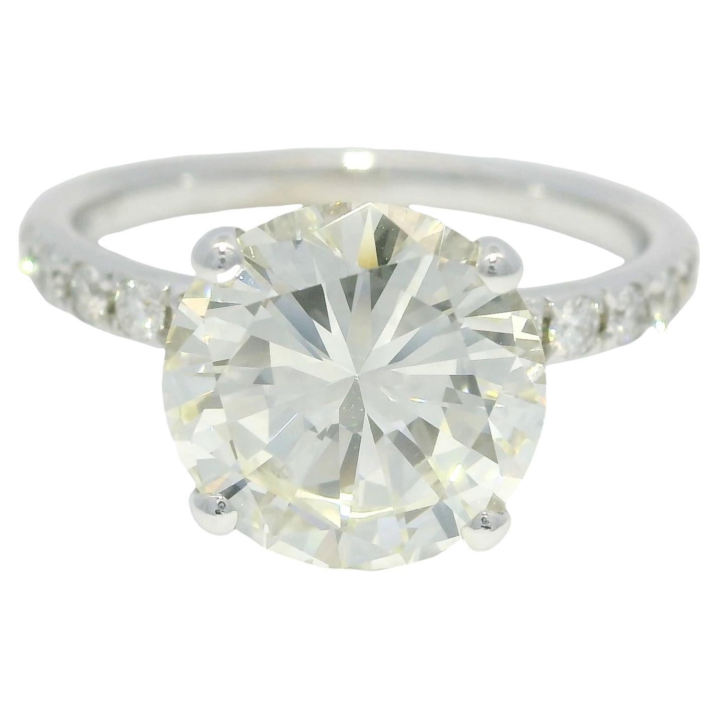 GIA Anello di fidanzamento naturale con diamante tondo e brillante da 3,06 carati 18 carati In magazzino