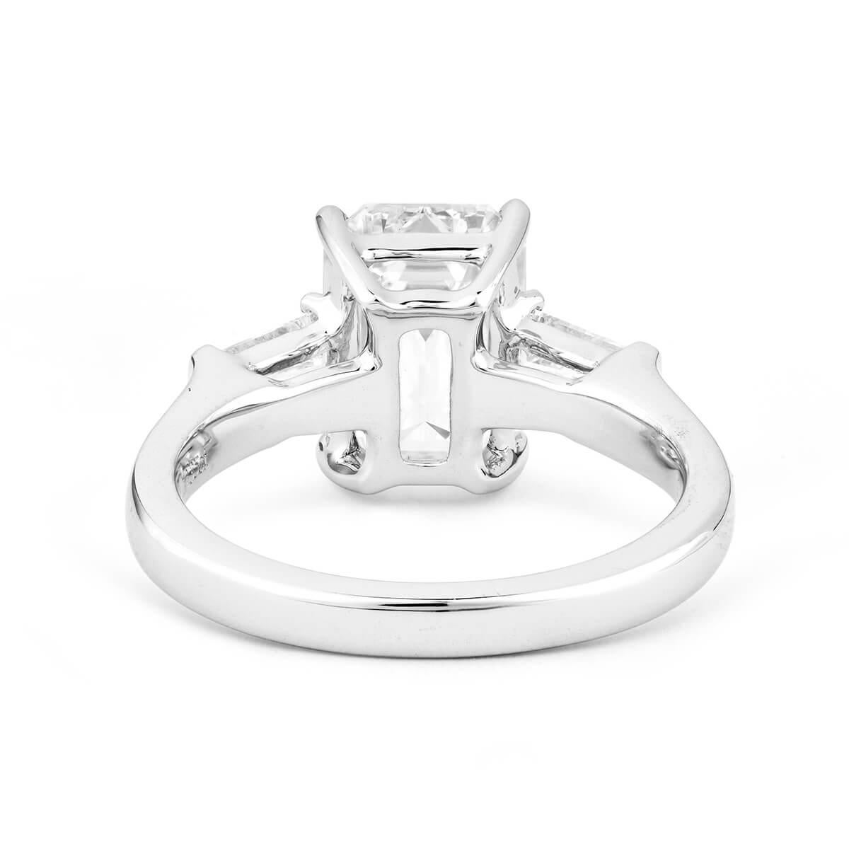 GIA Natural 3.37 Carat Emerald Cut White Diamond 18 Karat Gold Engagement Ring 1