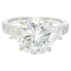 GIA Natural 3.51 Carat Round Brilliant Diamond 18-Karat Engagement Ring In Stock