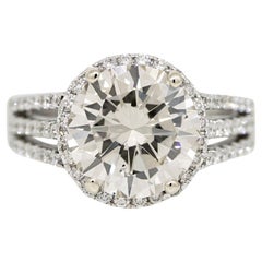 Anello di fidanzamento GIA Nature da 4,49 carati con diamante tondo Brilliante 18 carati In stock