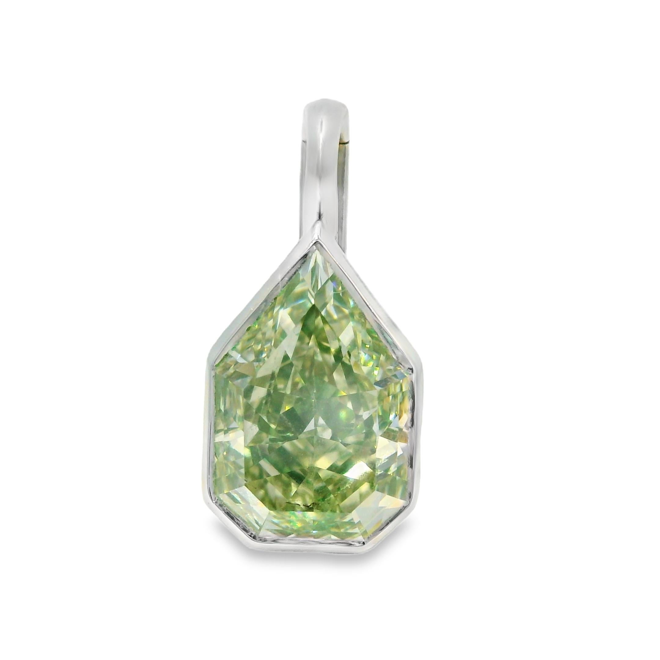 Modern GIA Natural 6.35 Carat Pear Shape Diamond 18-Karat Bezel Set Pendent In Stock For Sale