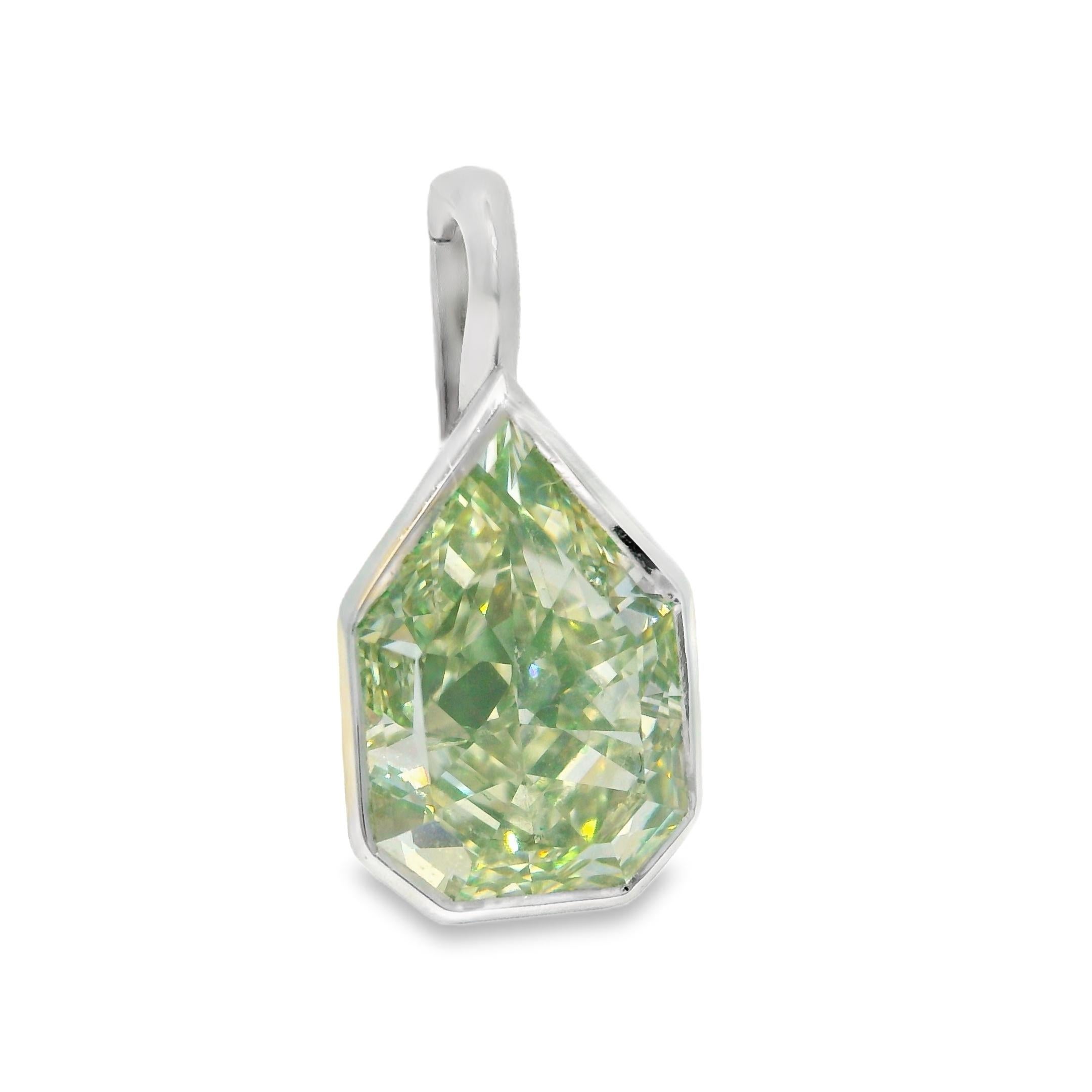 Women's GIA Natural 6.35 Carat Pear Shape Diamond 18-Karat Bezel Set Pendent In Stock For Sale