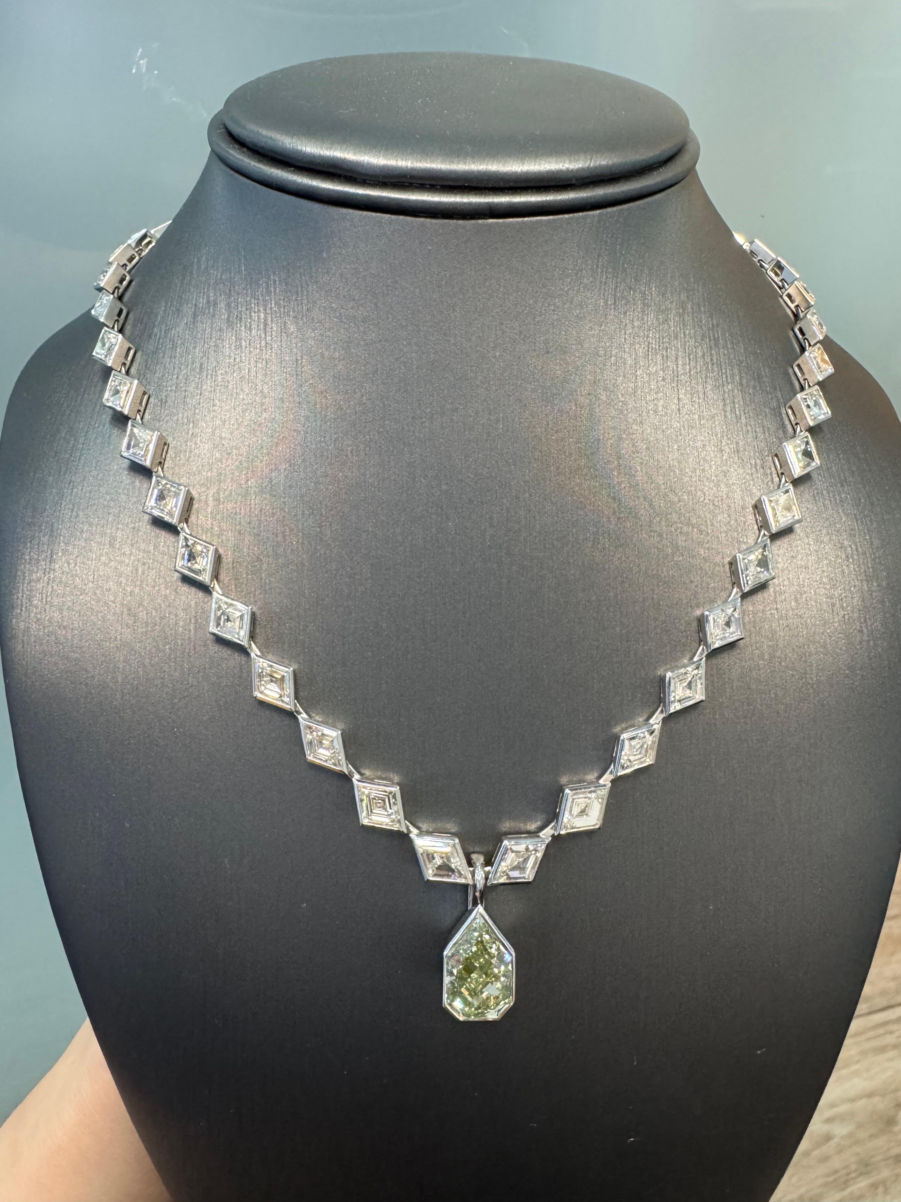 GIA Natural 6.35 Carat Pear Shape Diamond 18-Karat Bezel Set Pendent In Stock For Sale 2