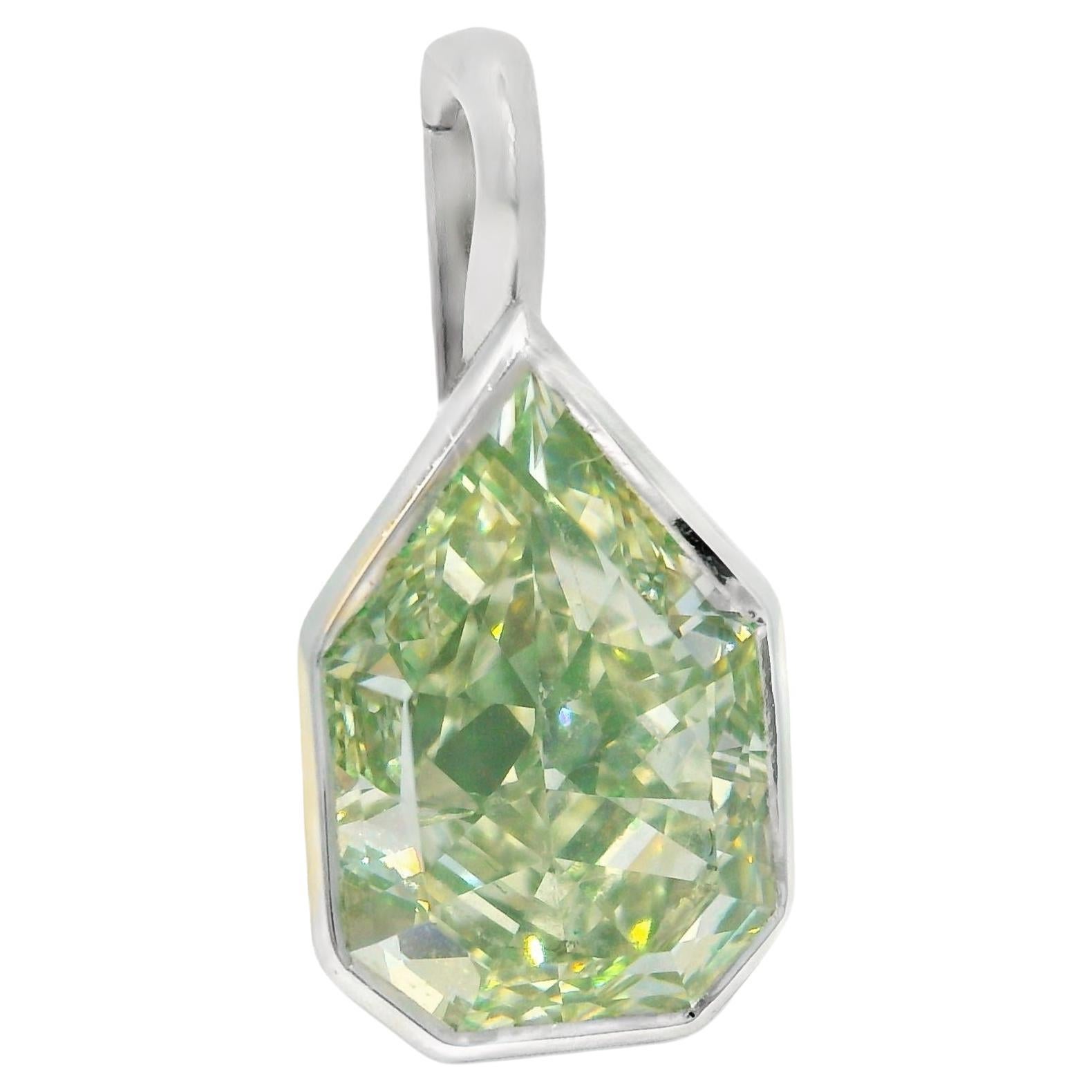 GIA Natural 6.35 Carat Pear Shape Diamond 18-Karat Bezel Set Pendent In Stock For Sale
