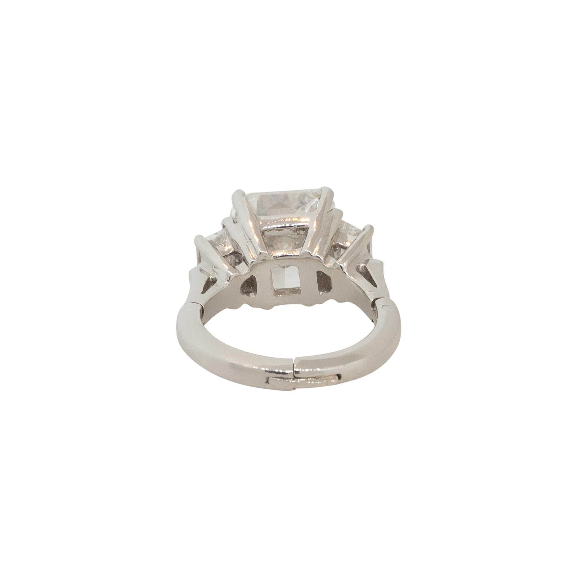 Moderne Bague de fiançailles en platine avec diamant naturel taille radiant de 6,53 carats certifié GIA, en stock en vente