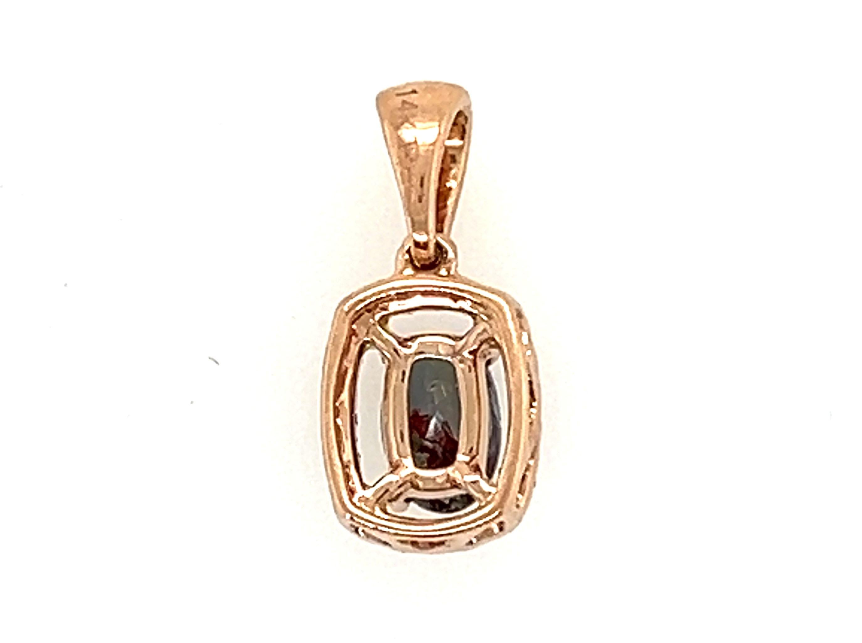 GIA Natural Alexandrite Diamond Pendant Necklace .70ct Brand New 14K Rose Gold In New Condition In Dearborn, MI