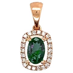 GIA Natural Alexandrite Diamond Pendant Necklace .70ct Brand New 14K Rose Gold