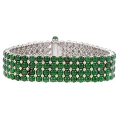 GIA Natural Apple Green Jade Diamond 18 Karat Gold Wide Bracelet