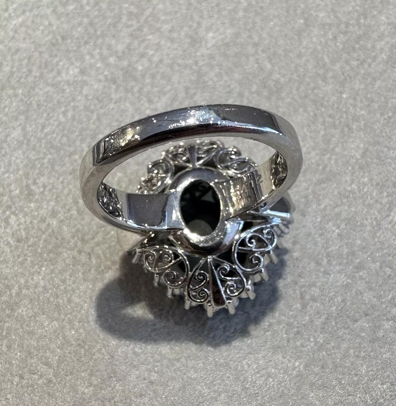 GIA Natural Black Opal 6.23 carats and Diamond Cocktail Ring in Platinum For Sale 1