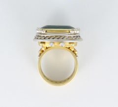 GIA 18.36 Ct.Natural Blue Green Tourmaline in Platinum and 18 Karat Gold