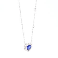 GIA Collier en or avec saphir bleu à cœur naturel et diamant de 2.14 carats TW