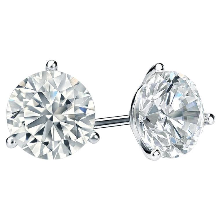 GIA Natural Daimond 6.02 tcw Platinum Martini Studs Earrings. For Sale