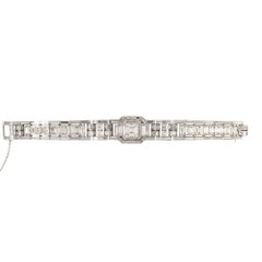 GIA Natural Emerald Cut & Multi-Shape Diamond Platin-Armband Vorrätig