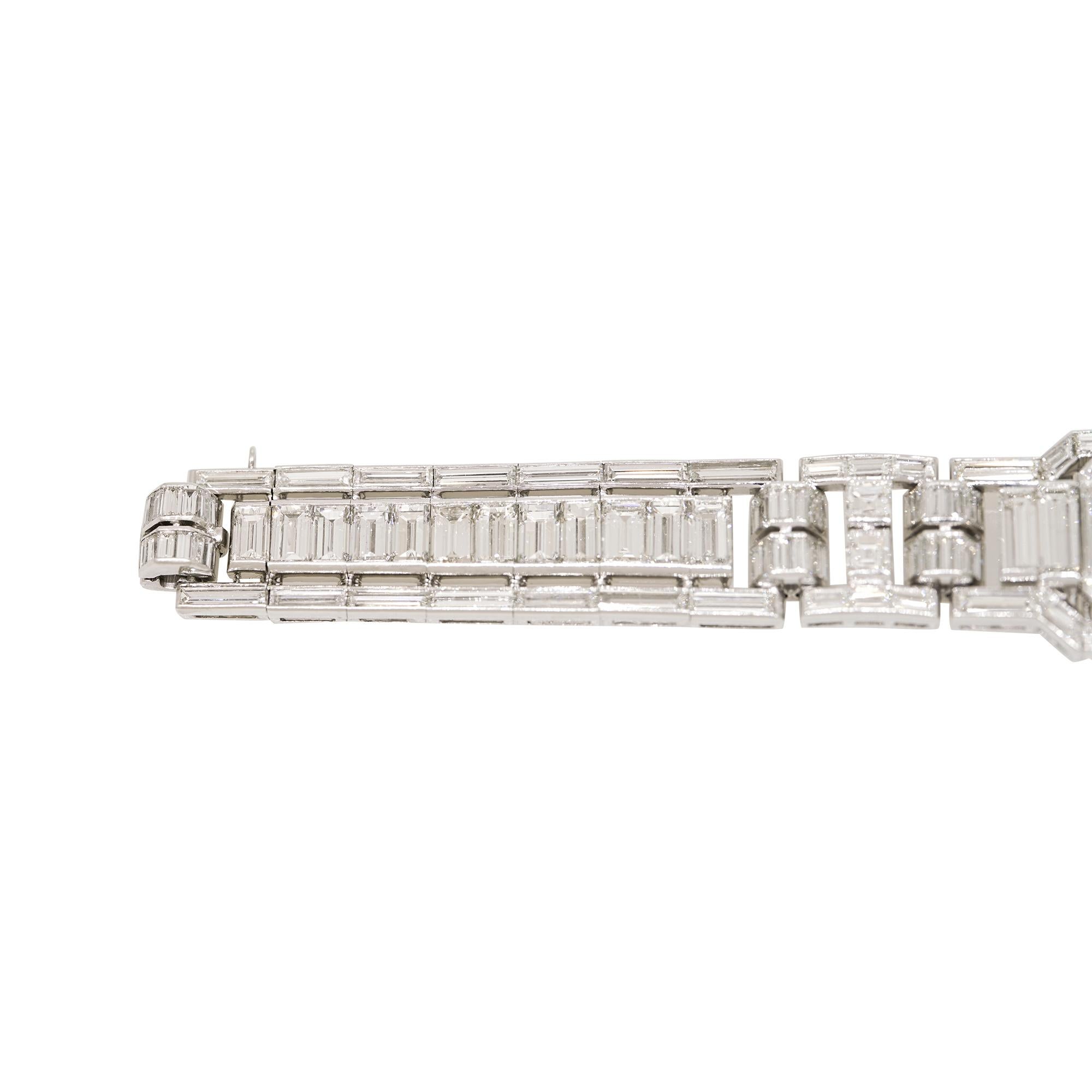 GIA Natural Emerald Cut & Multi-Shape Diamond Platinum Bracelet In Stock For Sale 1