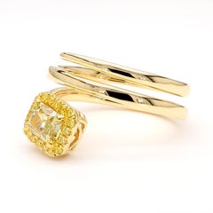 GIA Natural Fancy Brownish Greenish Yellow Radiant Diamond 0.85 Carat Gold Ring