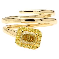 GIA Natural Fancy Brownish Greenish Yellow Radiant Diamond 0.85 Carat Gold Ring
