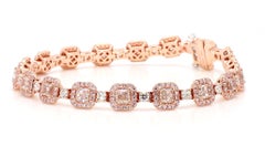 GIA Natural Fancy Light Brown-Pink Cushion Diamond 8.89 Carat TW Gold Bracelet
