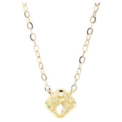 GIA Natural Fancy Light Yellow Radiant Diamond 0.70 Carat TW Gold Necklace
