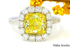 GIA Natural Fancy Yellow Diamond 3.22 CTW 18K White Gold Halo Engagement Ring