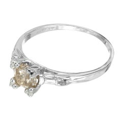 GIA Natural Light Brown .80 Carat Light Brown Diamond Platinum Engagement Ring