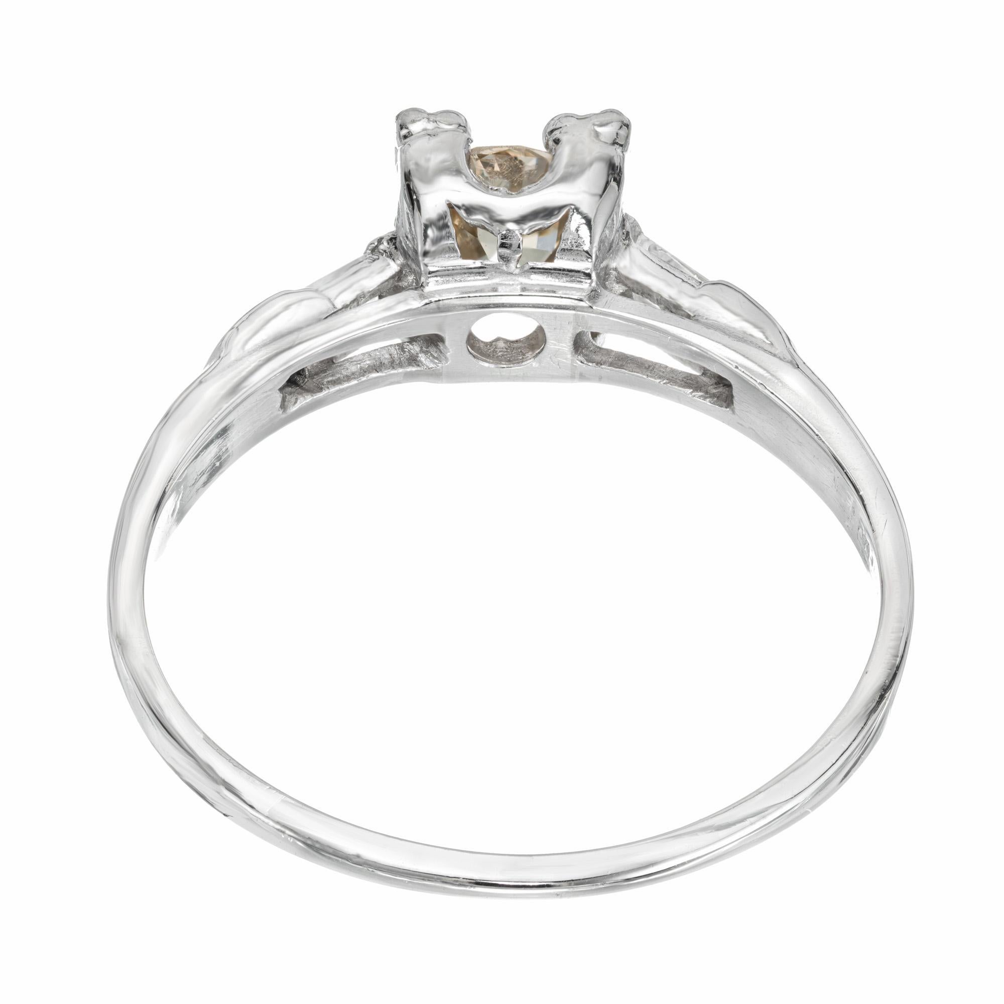 Women's GIA Natural Light Brown .80 Carat Light Brown Diamond Platinum Engagement Ring For Sale
