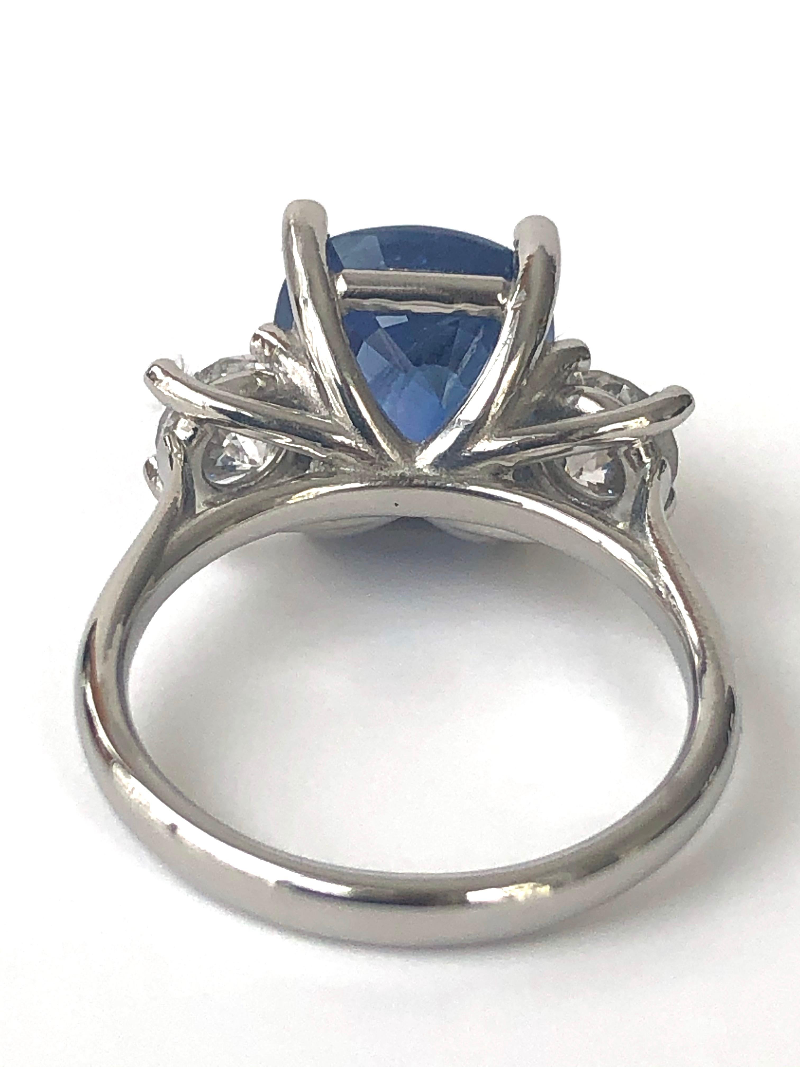 GIA 8.30 Carat Sapphire and Diamond Engagement Ring Platinum Untreated For Sale 1
