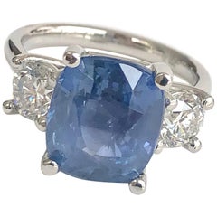 GIA Natural No Heat Ceylon Sapphire and Diamond Engagement Platinum Ring