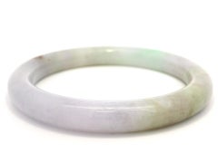 GIA Natural Purple Green Brown Grade A Jadeite Jade Slip On Bangle Bracelet