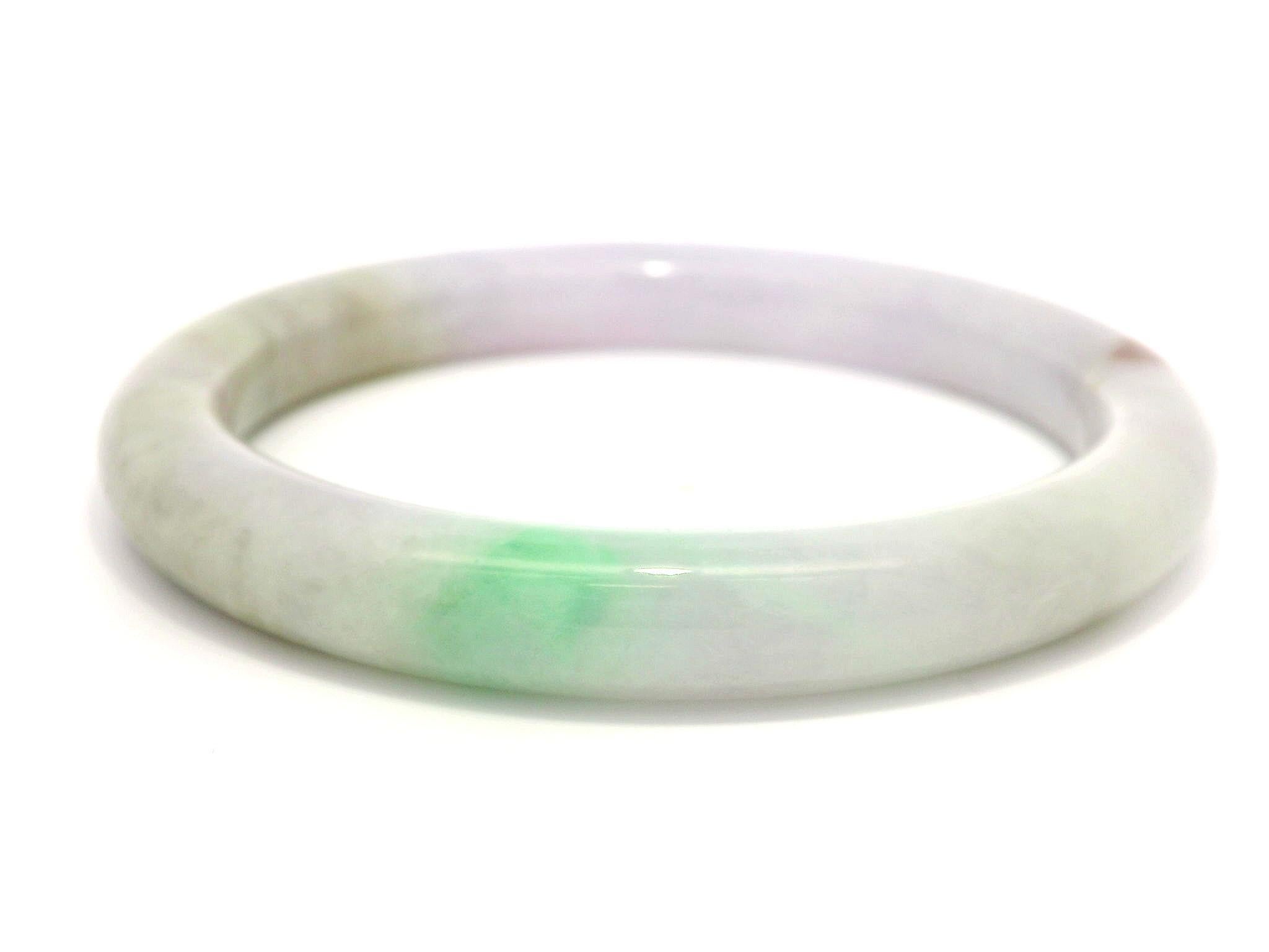 GIA Jadeíta natural verde púrpura marrón grado A Pulsera brazalete Slip On en Excelente estado para la venta en Montclair, NJ