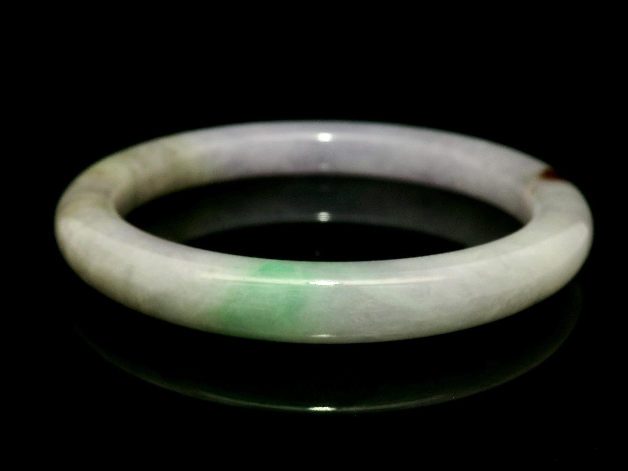 GIA Jadeíta natural verde púrpura marrón grado A Pulsera brazalete Slip On en venta 3