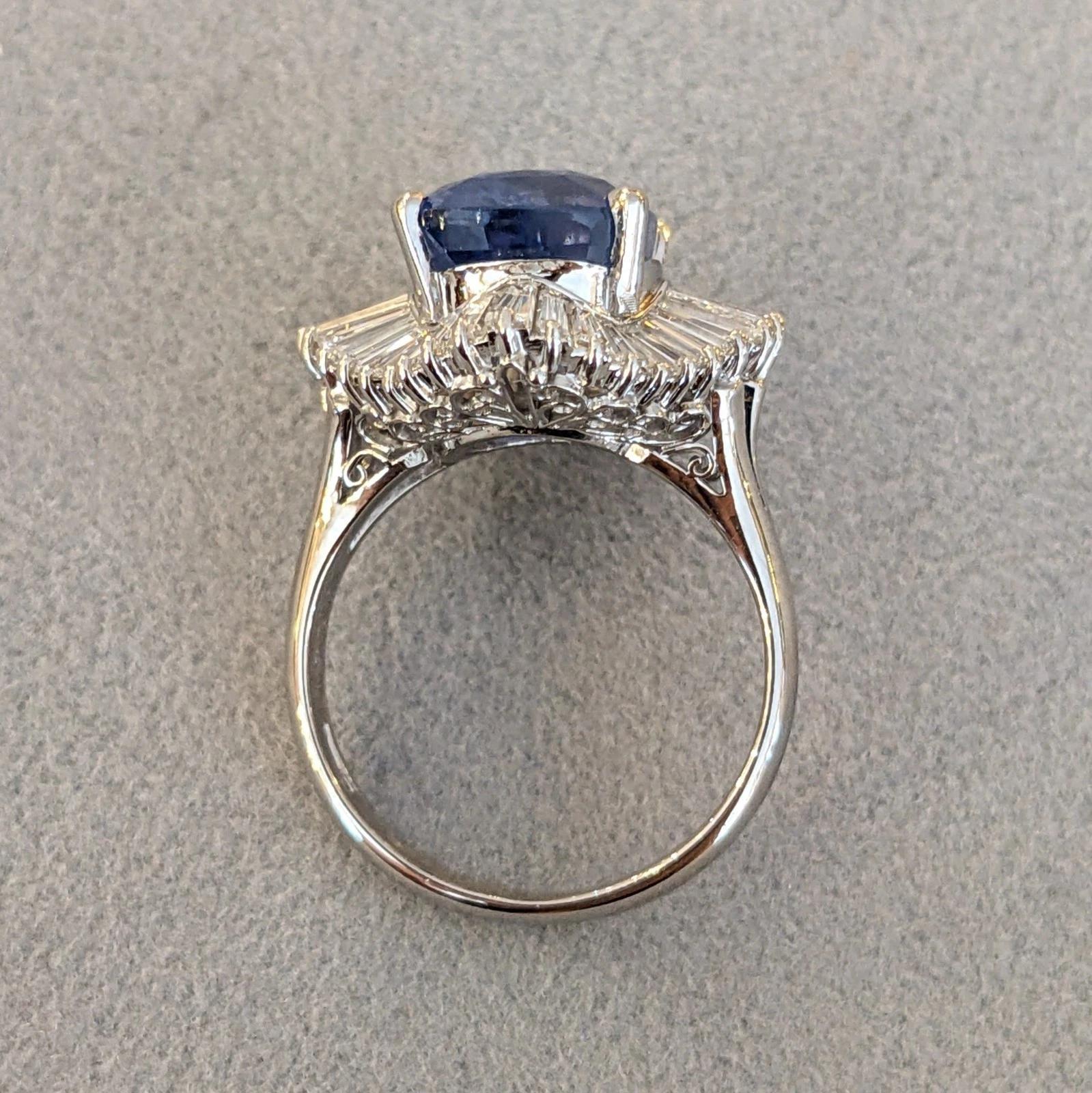 GIA Natural Unheated Burma 8.05ct. Sapphire & Diamond Ring in Platinum For Sale 5