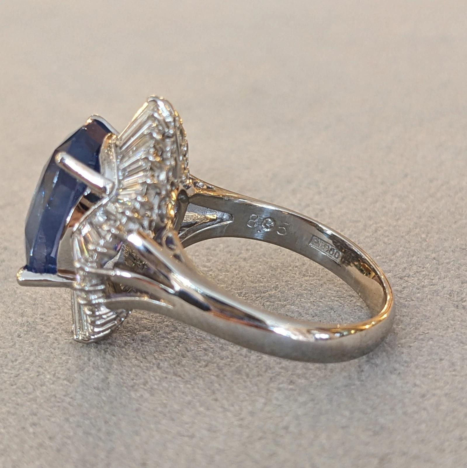 GIA Natural Unheated Burma 8.05ct. Sapphire & Diamond Ring in Platinum For Sale 6