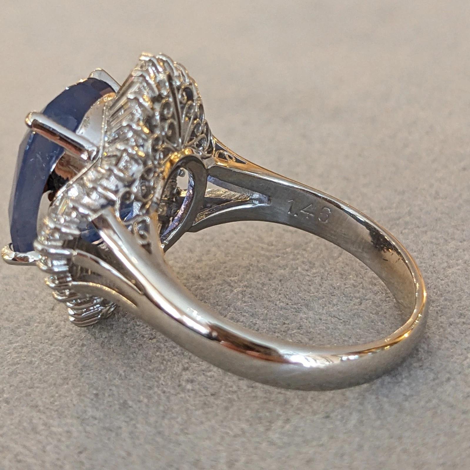 GIA Natural Unheated Burma 8.05ct. Sapphire & Diamond Ring in Platinum For Sale 7