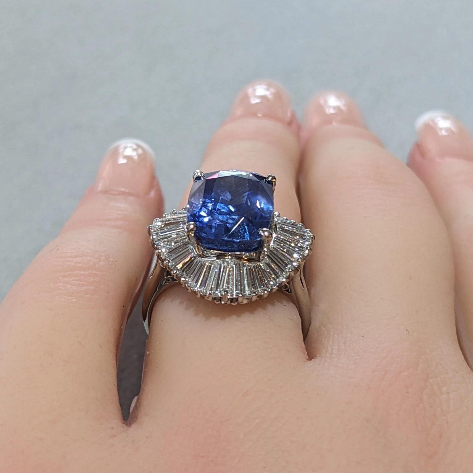 Women's GIA Natural Unheated Burma 8.05ct. Sapphire & Diamond Ring in Platinum For Sale