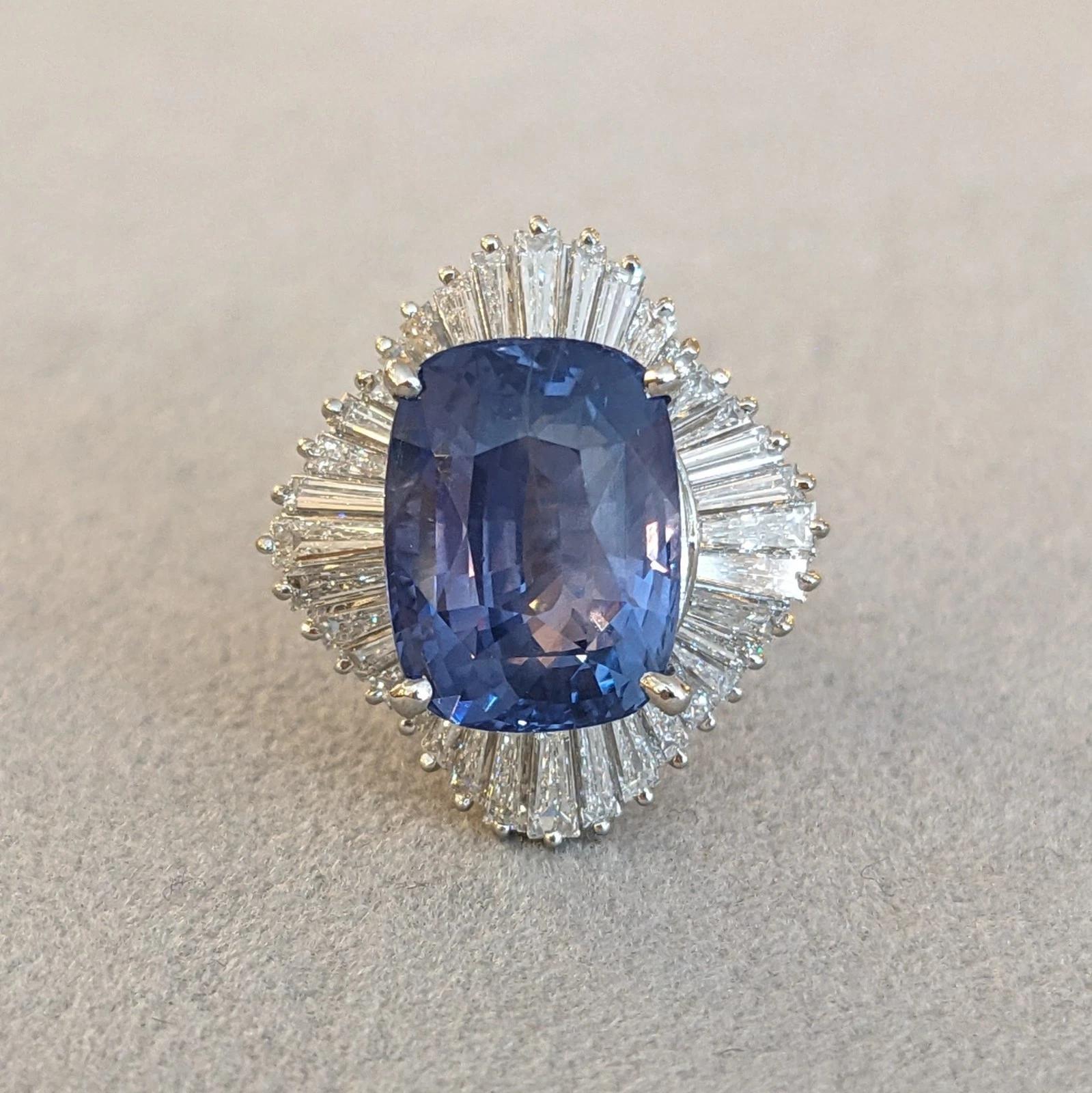 GIA Natural Unheated Burma 8.05ct. Sapphire & Diamond Ring in Platinum For Sale 1