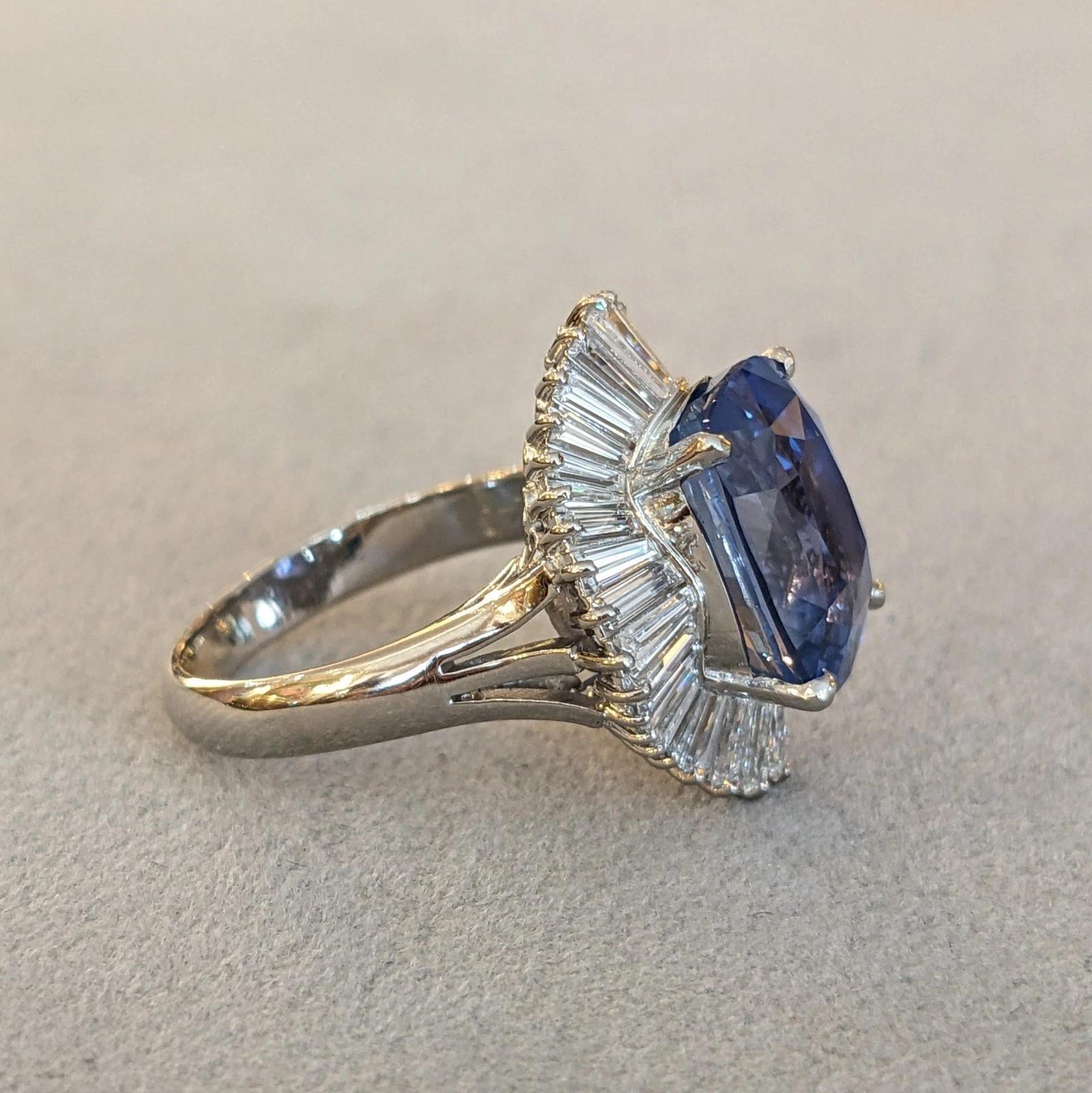GIA Natural Unheated Burma 8.05ct. Sapphire & Diamond Ring in Platinum For Sale 2