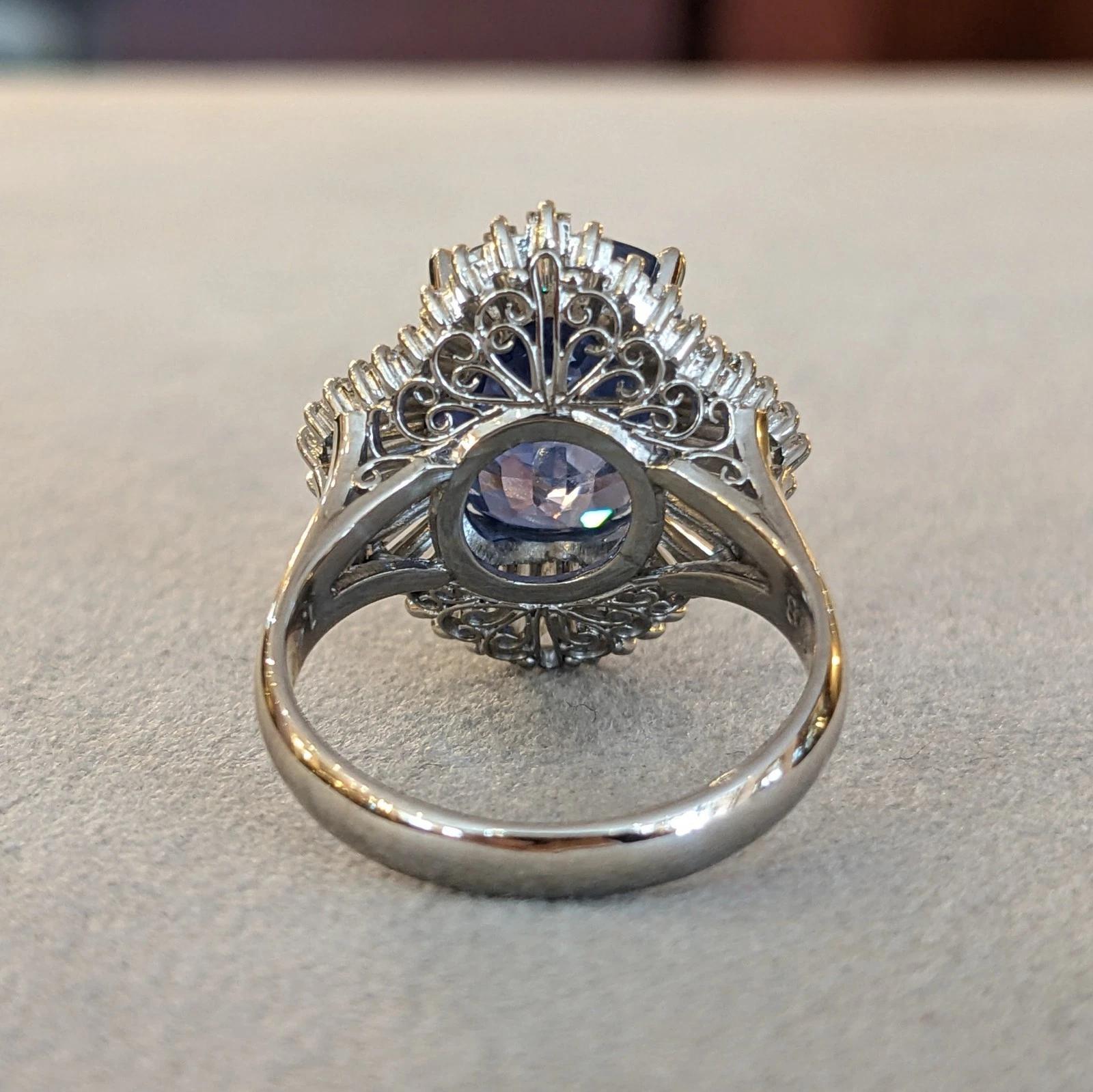GIA Natural Unheated Burma 8.05ct. Sapphire & Diamond Ring in Platinum For Sale 4