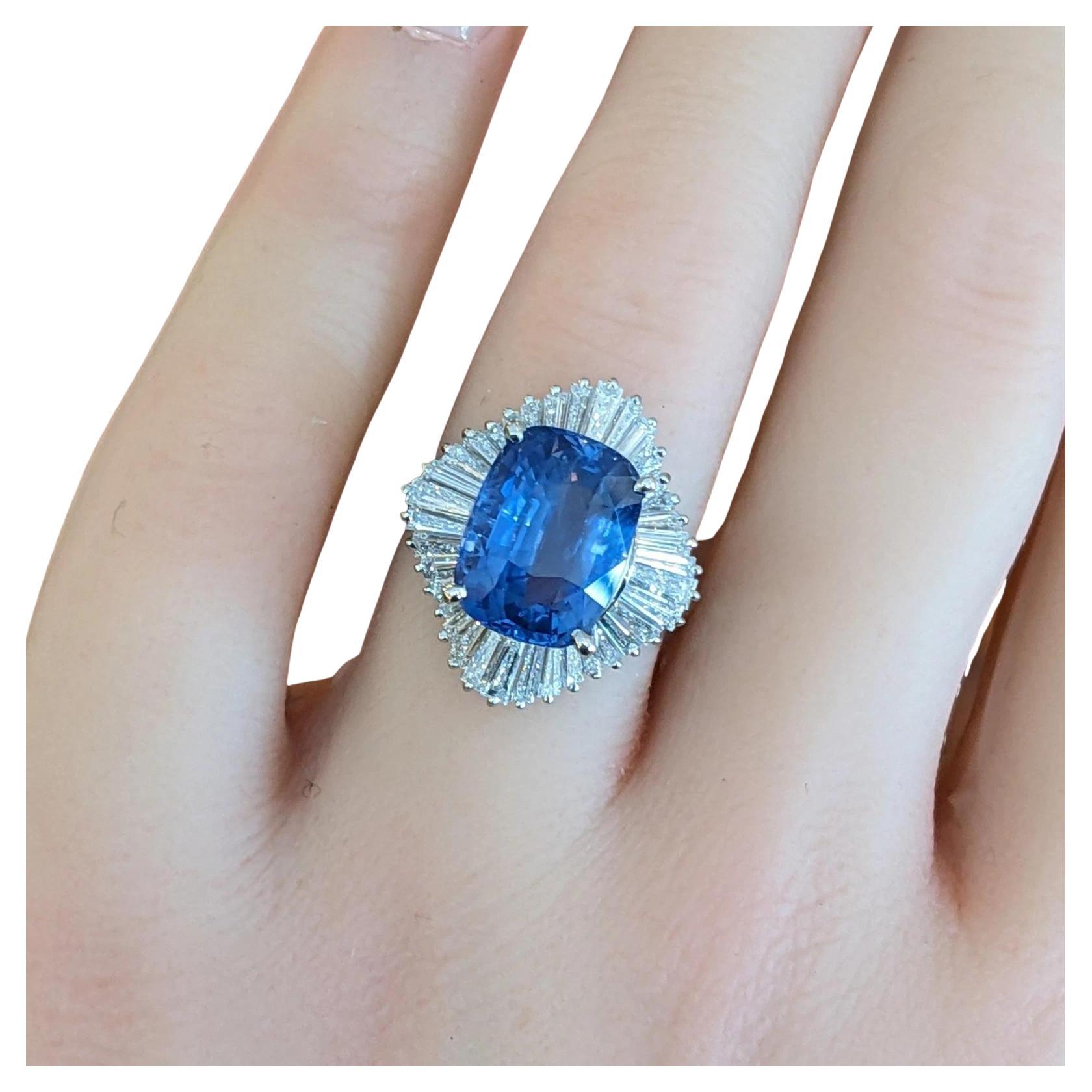 GIA Natural Unheated Burma 8.05ct. Sapphire & Diamond Ring in Platinum For Sale