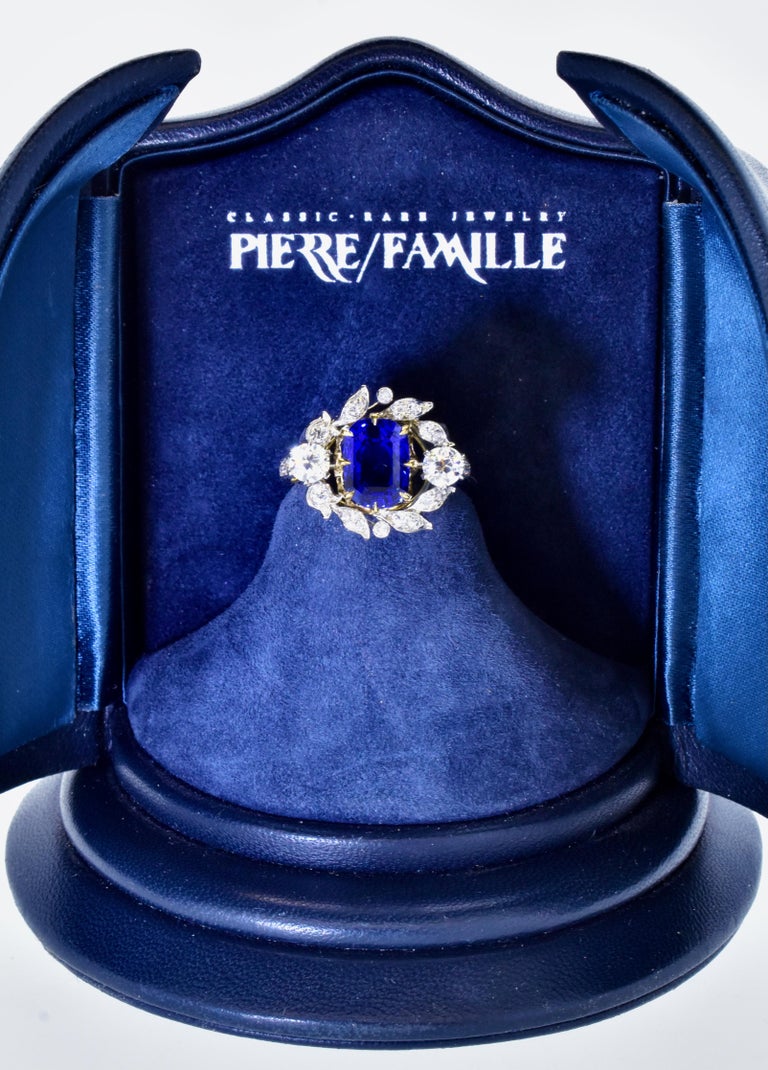 GIA Natural Unheated Ceylon Sapphire 4.54 cts. & Diamond Antique Ring, c. 1920 For Sale 5