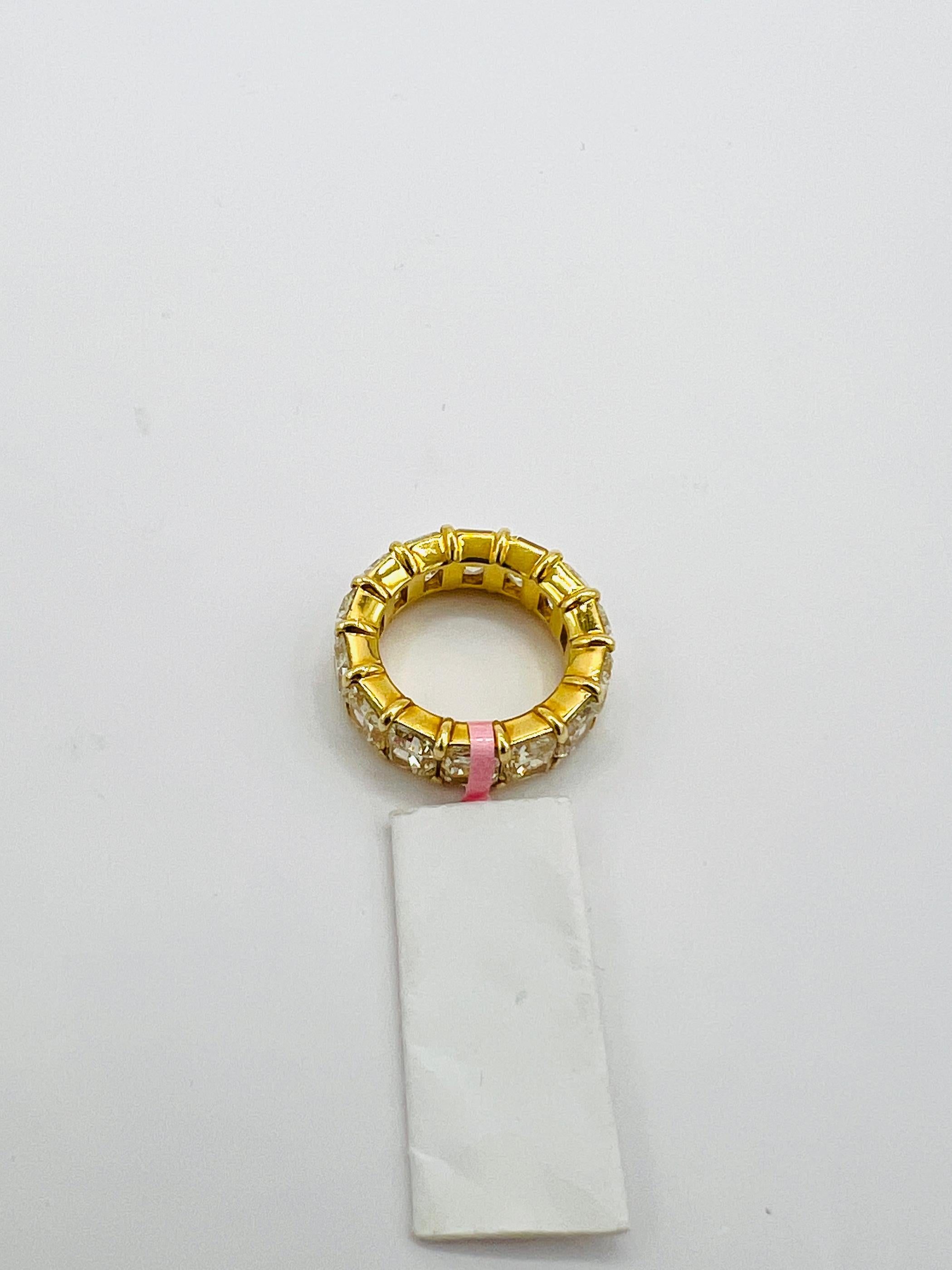GIA Natural Yellow Diamond Radiant Eternity Band Ring in 18K Yellow Gold For Sale 3