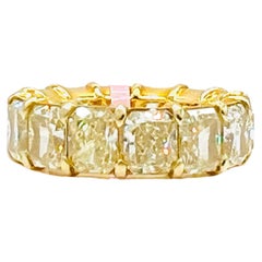 GIA Natural Yellow Diamond Radiant Eternity Band Ring in 18K Yellow Gold