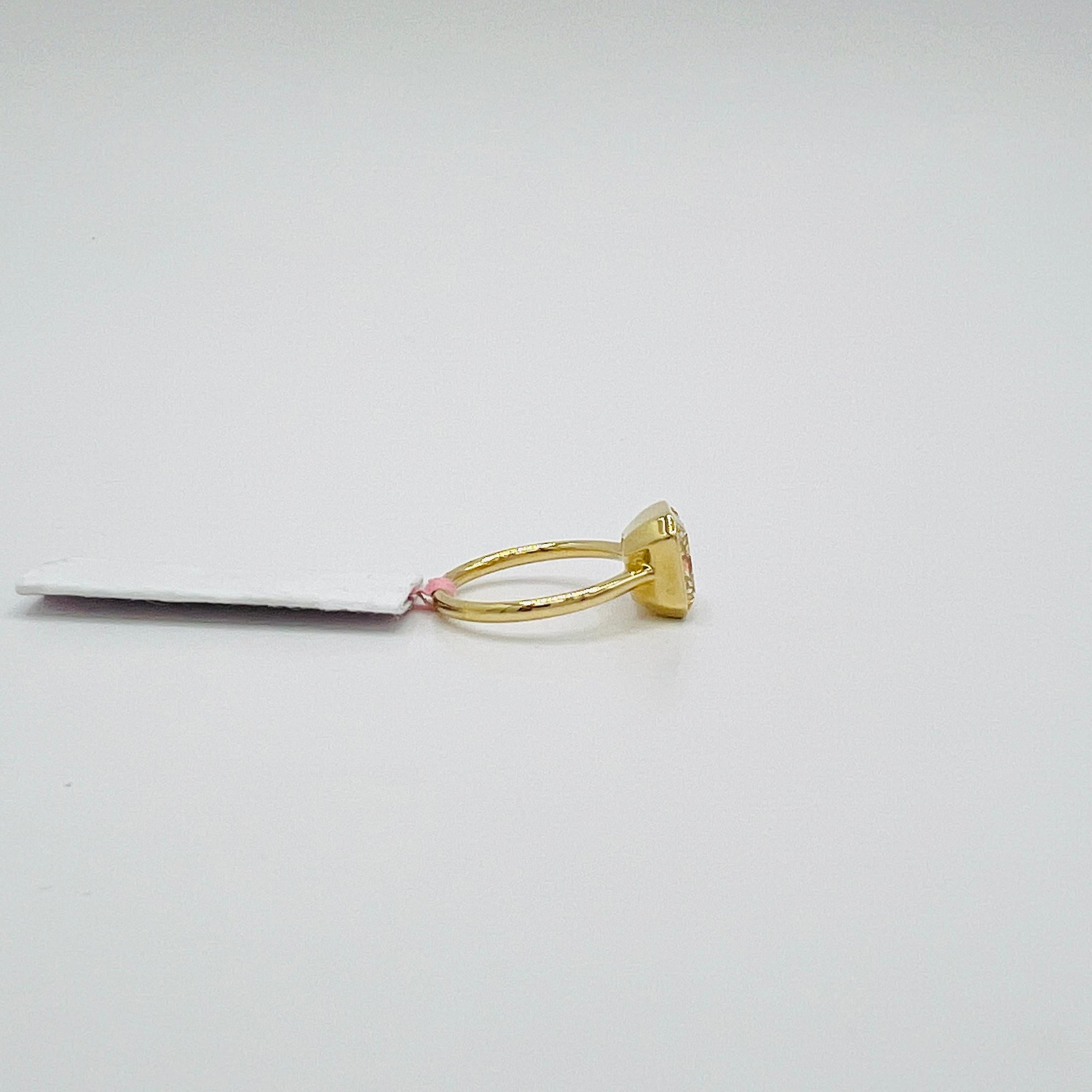 da uomo o donna Anello con castone di diamanti radianti gialli GIA in oro giallo 18 carati in vendita