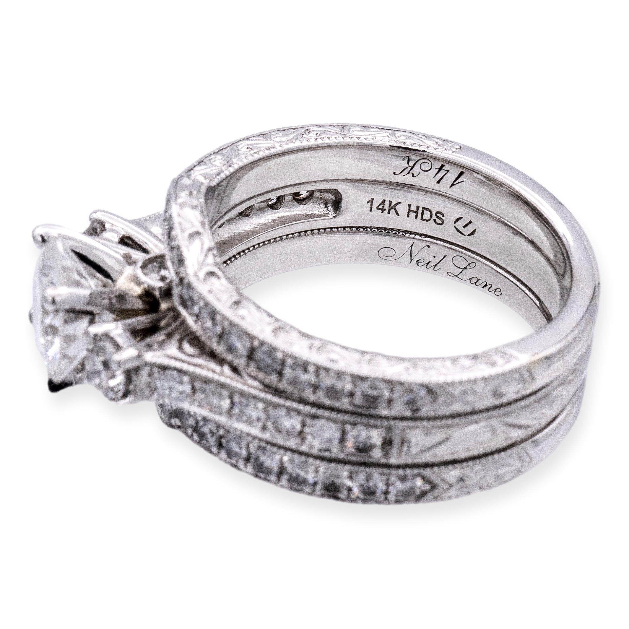 Modern GIA Neil Lane/ HDS Round 14K White Gold Diamond Ring 2.01 cts TW For Sale