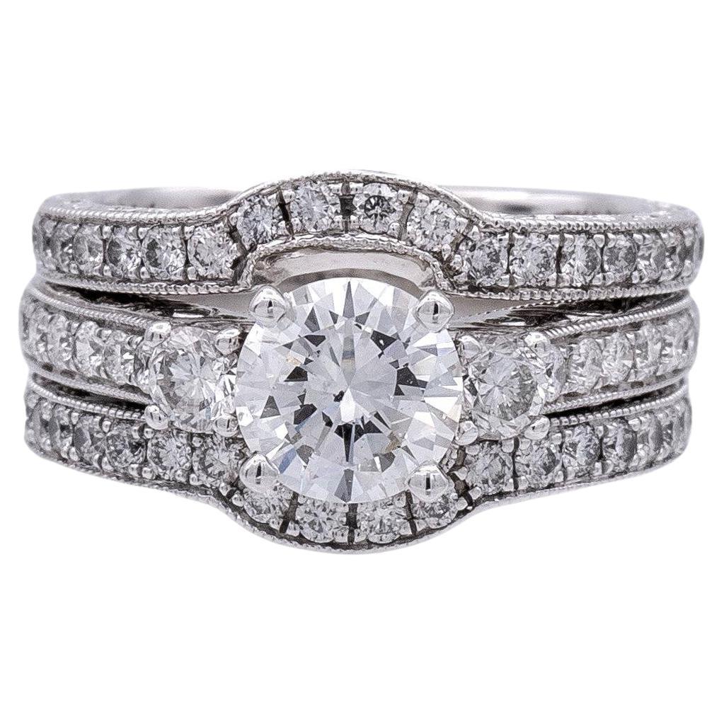 GIA Neil Lane/ HDS Round 14K White Gold Diamond Ring 2.01 cts TW For Sale