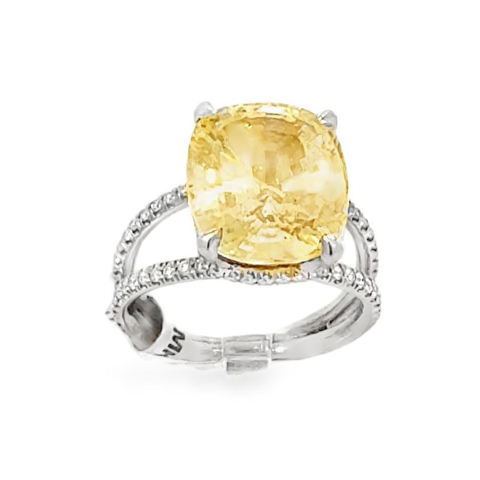 GIA-Cocktailring mit unbehandeltem 10,19 Karat gelbem Sri Lanka-Saphir im Angebot 2