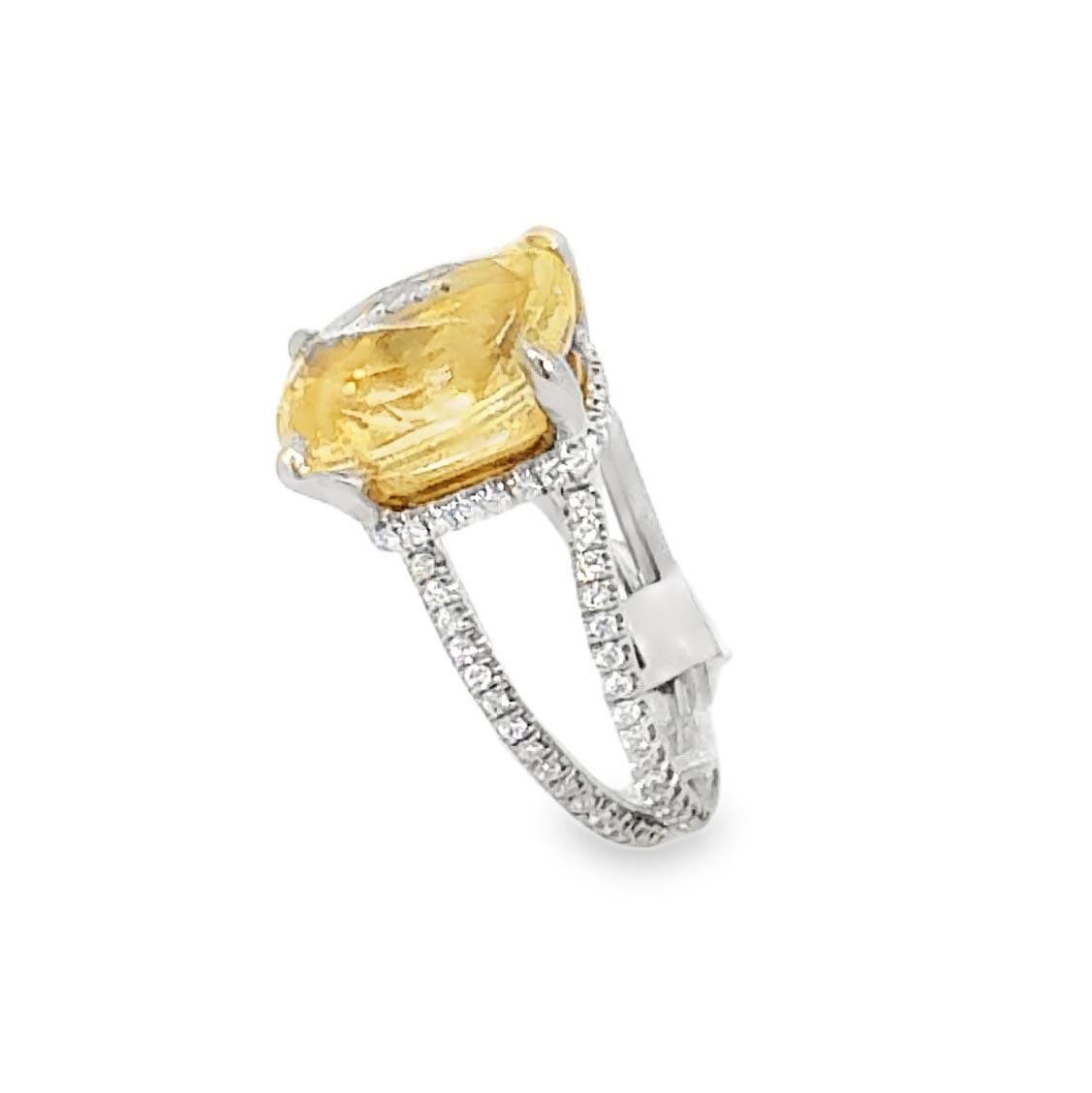 GIA-Cocktailring mit unbehandeltem 10,19 Karat gelbem Sri Lanka-Saphir im Angebot 3