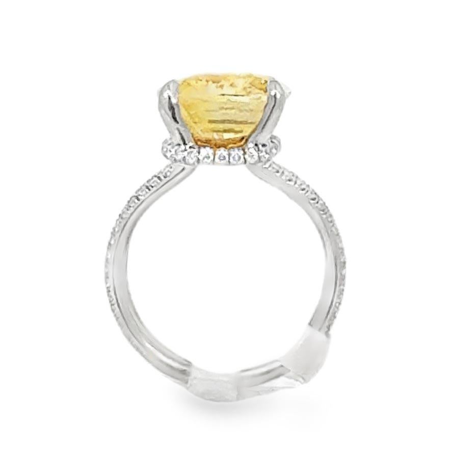 GIA-Cocktailring mit unbehandeltem 10,19 Karat gelbem Sri Lanka-Saphir im Angebot 4